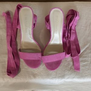 Wild Diva Lounge Black Block Heels Gladiator Lace Up Peep Toe Platform Sandals